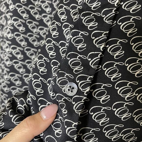 NWOT Equipment Logo Signature Satin Button-Up black Blouse size medium - Picture 7 of 9